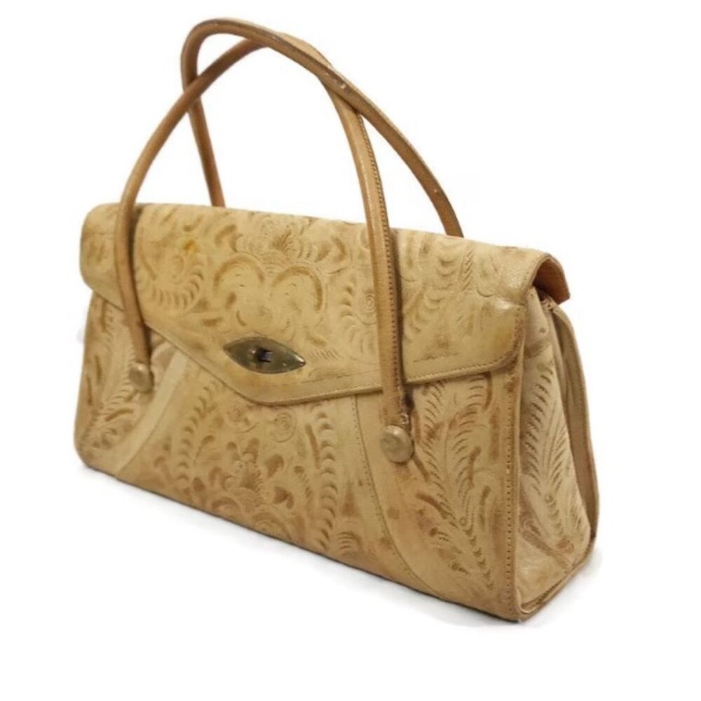Vintage Purse Mexican Tooled Leather Western Handbag AS IS